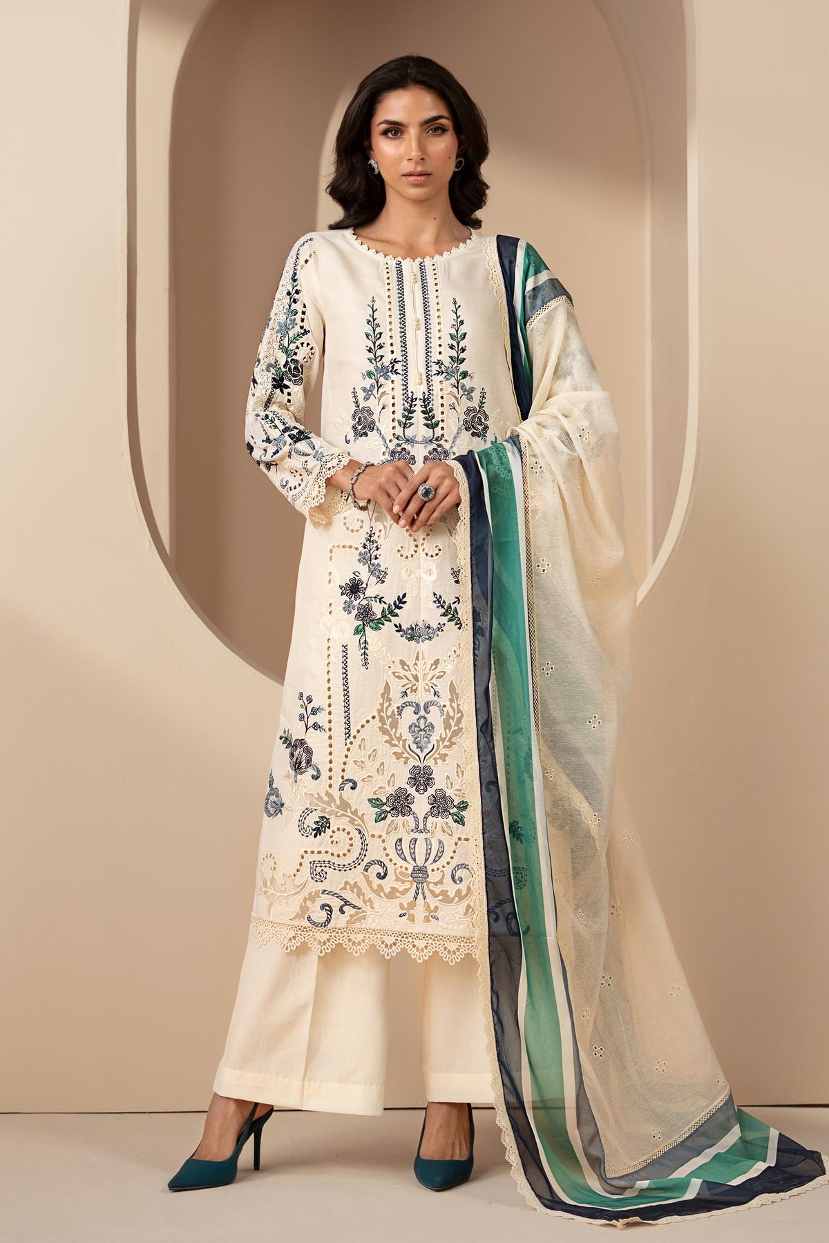 Premium 3-Piece Embroidered Dhanak Collection