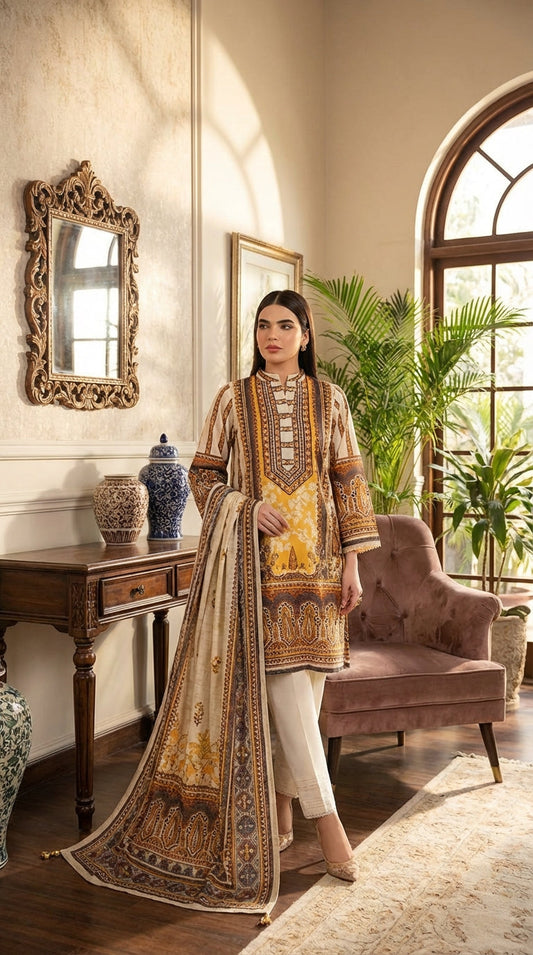 Sana safinaz brand  Ladies 3 Piece Lawn Suit – Unstitched – Summer Collection