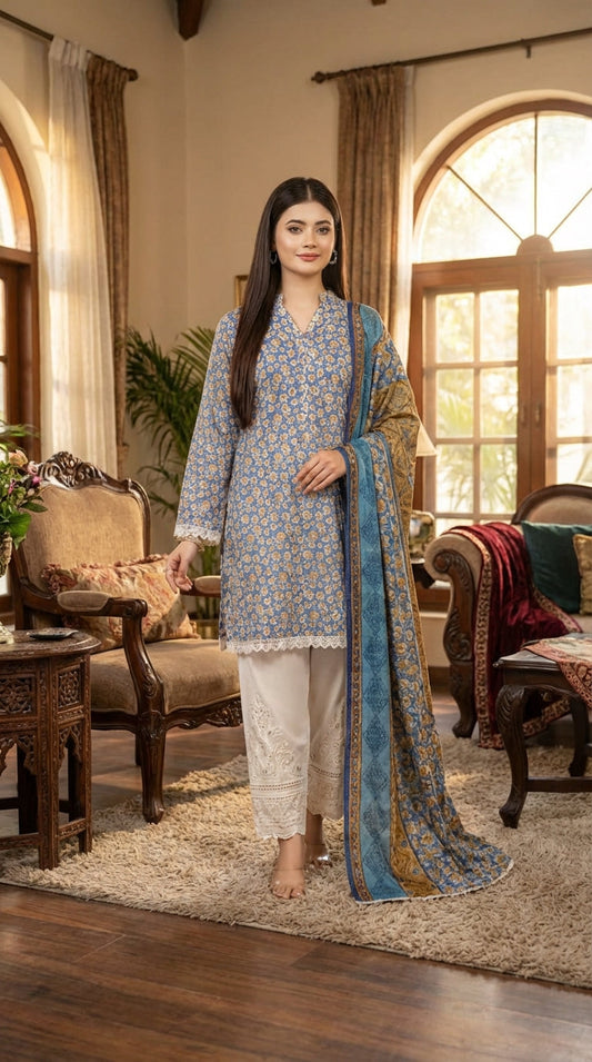 Regalia Ladies 3 Piece Lawn Suit – Unstitched – Summer Collection