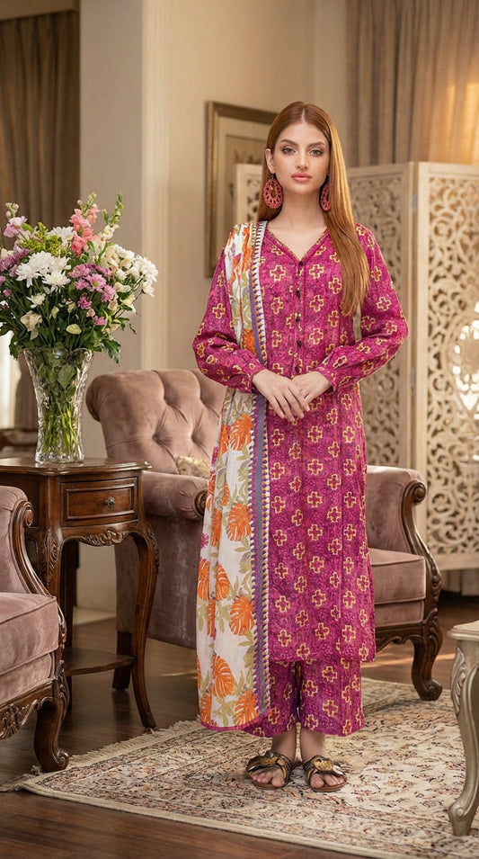Regalia Ladies 3 Piece Lawn Suit – Unstitched – Summer Collection