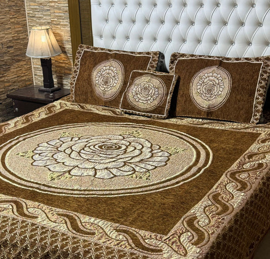 4 pc velvet jacquard bedsheet