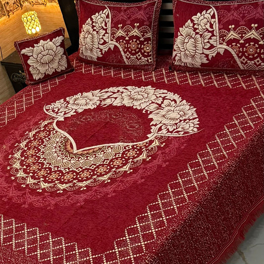 4 pc velvet jacquard bedsheet