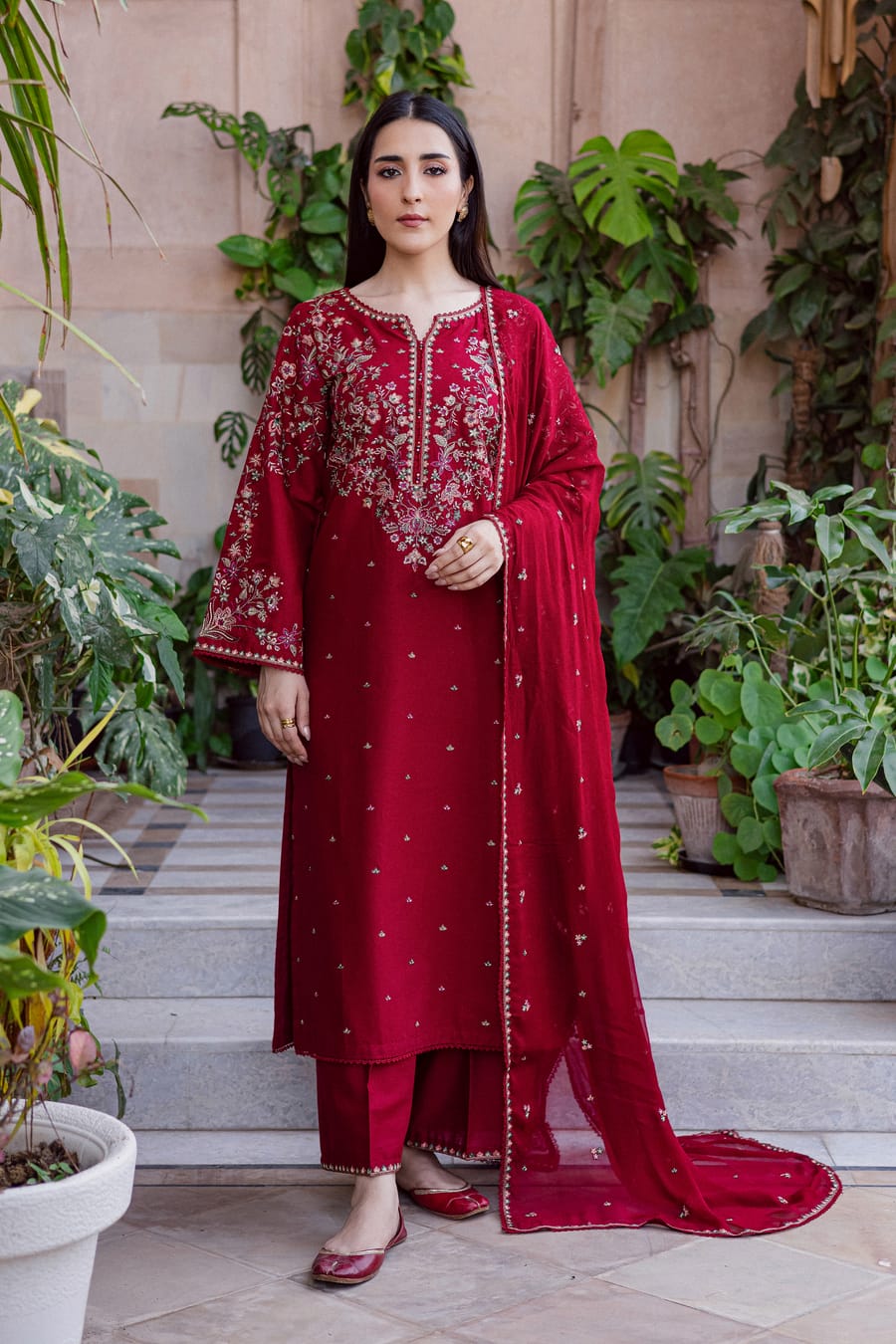 Premium 3-Piece Embroidered Dhanak Collection