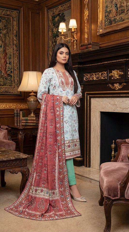 Sana safina  brand  Ladies 3 Piece Lawn Suit – Unstitched – Summer Collection