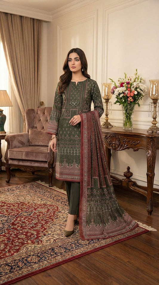 Bareeze brand  Ladies 3 Piece Lawn Suit – Unstitched – Summer Collection